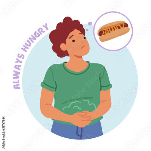 Always Hungry Person Craving Hot Dog Illustration