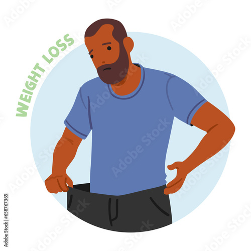Happy Man Showing Off Weight Loss Progress with Loose Pants