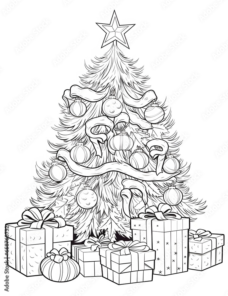 Santa claus with christmas tree and gifts Vector Image