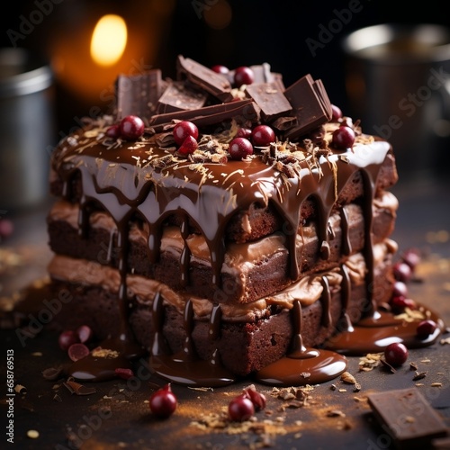 A heart shaped chocolate cake