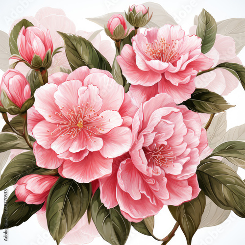 watercolor Camellia clipart  generative ai