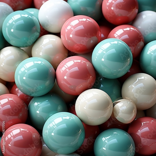 A green screen with an array of blue  red  green and white balls