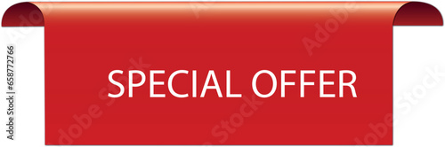 Special offer vector ribbon design template. Banner sale label. Market special offer discount label