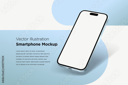 Modern mock up smartphone for presentation, information graphics, app display, perspective view, EPS vector format. (ID: 658774534)