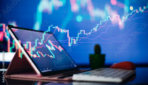 Working as an online trading broker from home. Internet work . Businessman analyzes