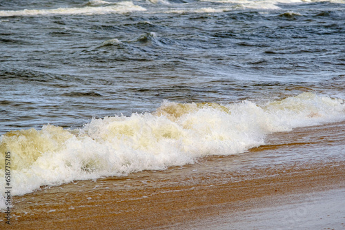 Fototapeta Naklejka Na Ścianę i Meble -  Baltic Sea. Coast. Waves. Beautiful view of the Baltic Sea in autumn.