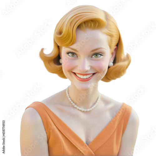 1950s woman, 3d cartoon style