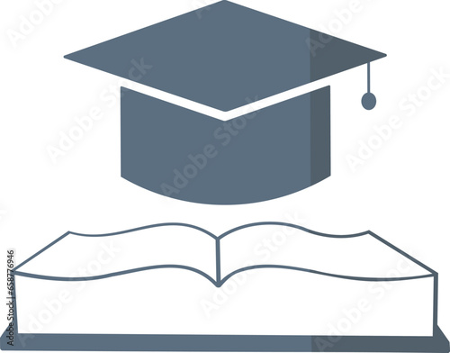 vector illustration of a book and a student's hat on a transparent background