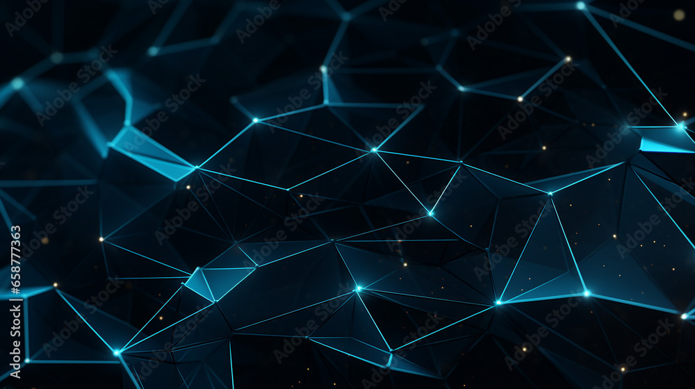 Abstract blue digital network with interconnected nodes and luminous points, technology background Abstract blue digital network with interconnected nodes and luminous points, technology background