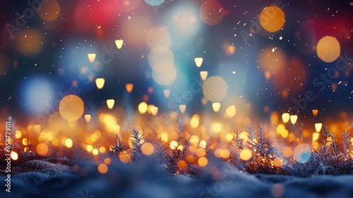 Bokeh Wonderland: Christmas tree lights creating a magical bokeh background
