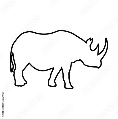 Rhino vector icon. Black silhouette of animal. in vector illustration on a white isolated background design. 