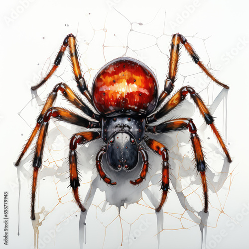 watercolor Spider clipart, generative ai © moondesigner