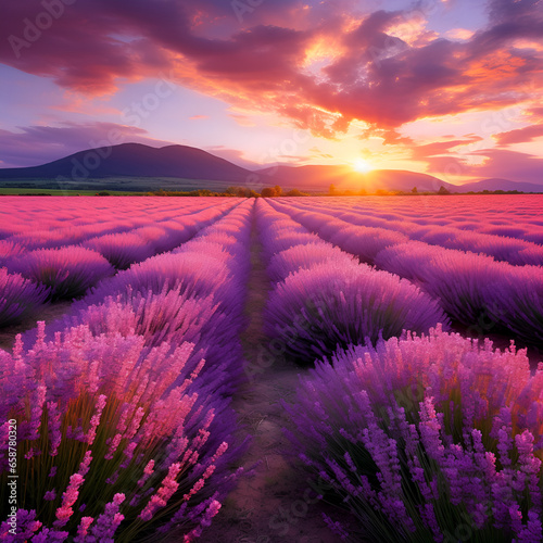 field, lavender, landscape, flower, nature, sunset, summer, purple, sky, provence, france, meadow, 