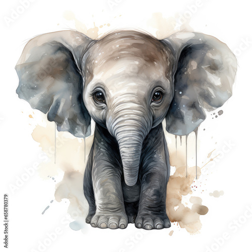 watercolor Baby Elephant clipart  generative ai