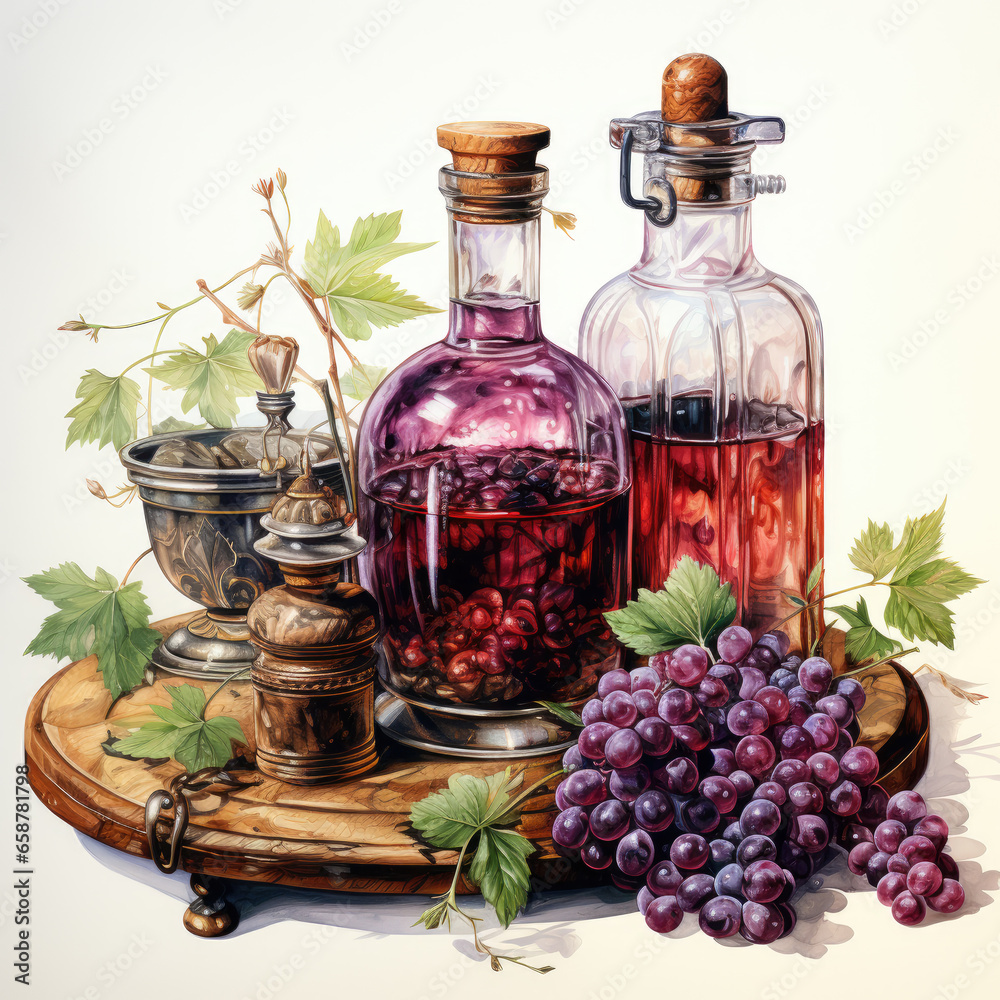 watercolor alcohol clipart, generative ai watercolor alcohol clipart, generative ai