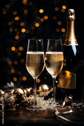 Sparkling Celebration, Glasses of Champagne and Festive Elegance