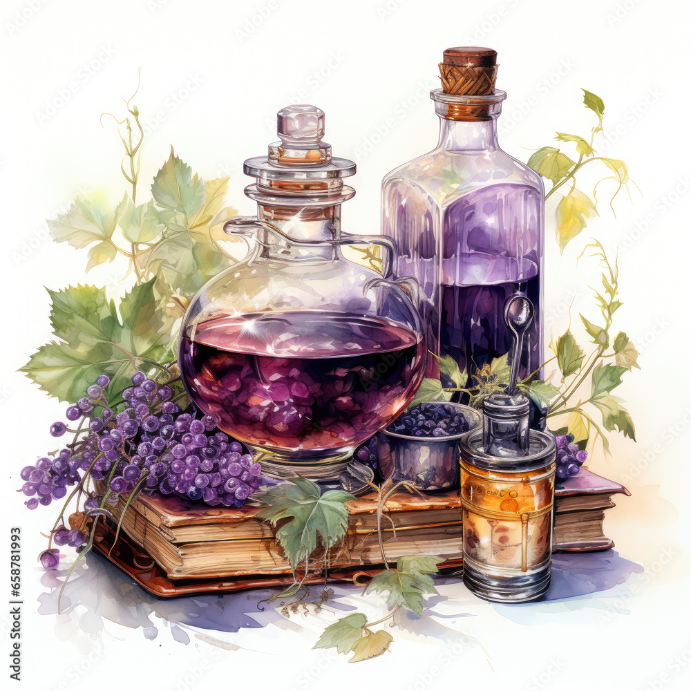 watercolor alcohol clipart, generative ai watercolor alcohol clipart, generative ai