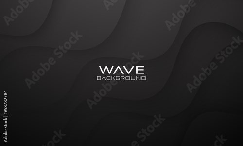 Abstract black wave background. Dynamic shape composition. Vector dark background for presentation
