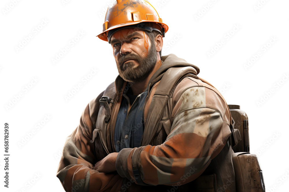 Worker Painting on transparent background PNG format