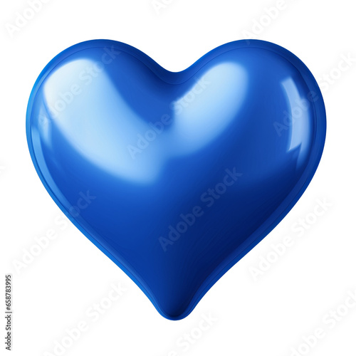 Glossy shiny blue heart isolated on transparent background PNG