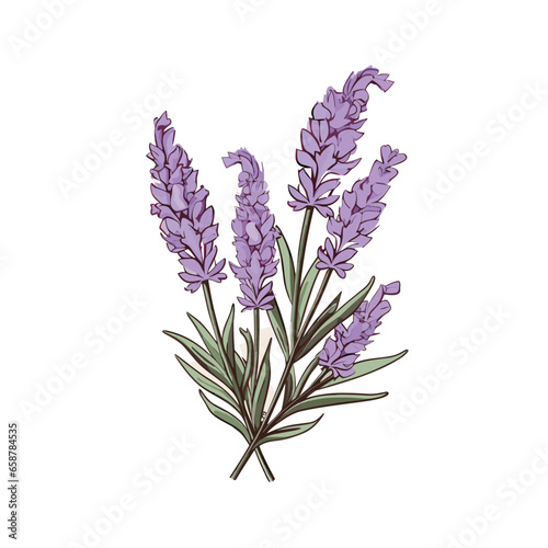 Hand Drawn Flat Color Lavender Flower Illustration