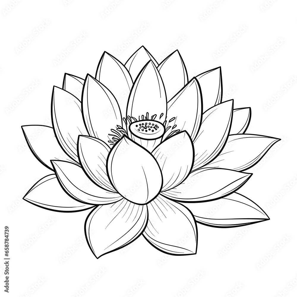 Hand Drawn Sketch Lotus Flower Illustration