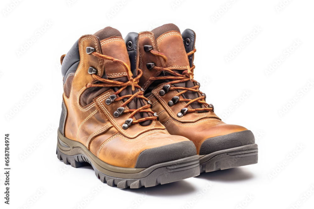 heavy-duty work boots, designed for durability and style, is prominently displayed against a clean white backdrop, highlighting their quality craftsmanship.