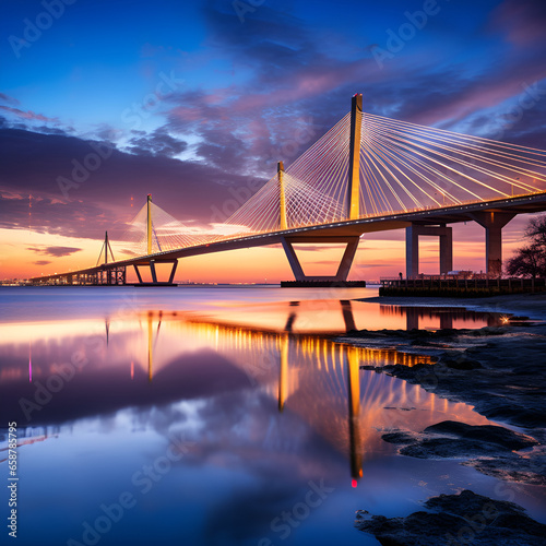 bridge, water, river, sunset, architecture, city, sky, san francisco, night, bay, suspension bridge, 