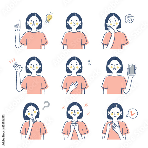 女性の表情_f9　バリエーションセット