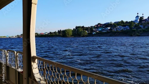 Ferry port and view of the Volga River in the vicinity of Kazan, Russia
