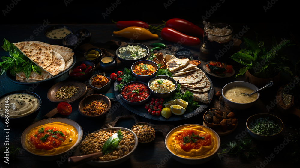 Typical Arab food and products, interesting aromas and colours