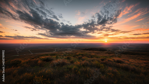 sunset on the plain landscape © aznur