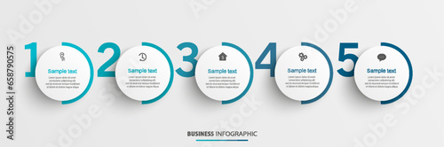Business vector infographic template with 5 options or steps. Can be used for workflow layout, diagram, annual report, web design