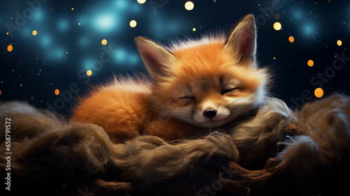 Dreaming Fox Cub  Sleepy Fluffy Delight