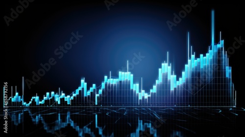 Line chart showing upward trend, representing data analysis, stock market, and financial growth. Graph displays statistics, market trends, and data points. Illustrates business success