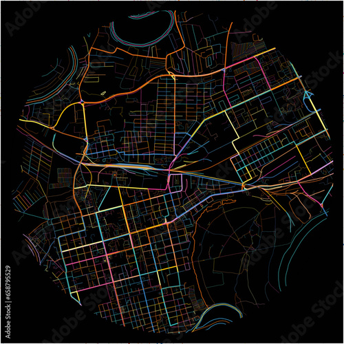 Colorful Map of Oral, West Kazakhstan Region with all major and minor roads.