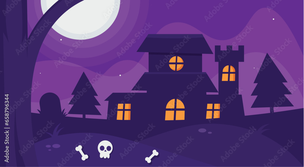 background illustration halloween  haunted castle