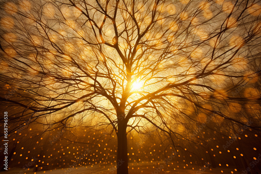 The concept of a bright tree entirely decorated with many colored lights. The concept of a bright tree entirely decorated with many colored lights.