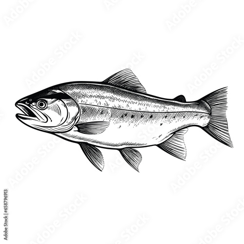 Hand Drawn Sketch Arctic Char Fish Illustration 