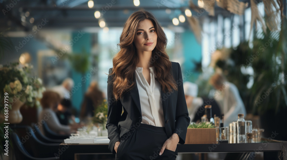 Fototapeta premium The image of a successful business woman in a work environment.