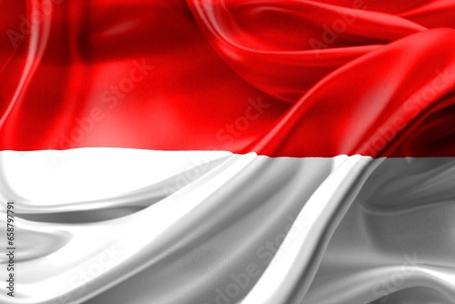 3D-Illustration of a Indonesia flag - realistic waving fabric flag