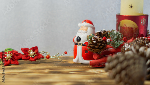 Festive Christmas Table with Candle and Decorations