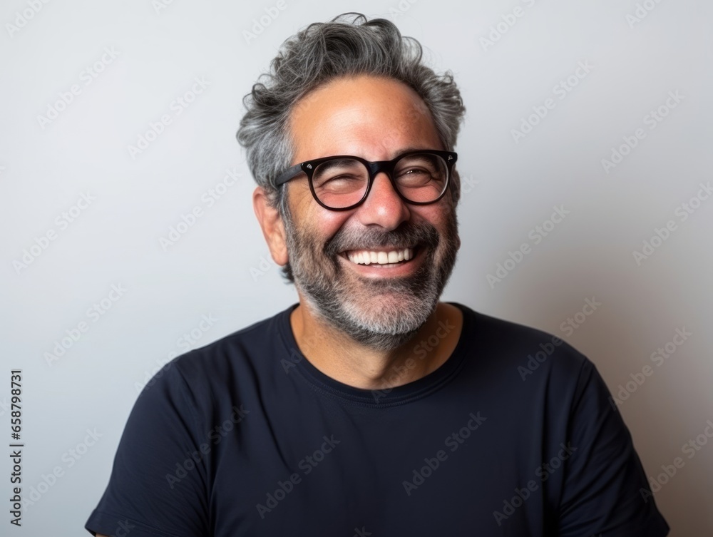 Obraz premium Happy european man in casual clothing against a neutral background