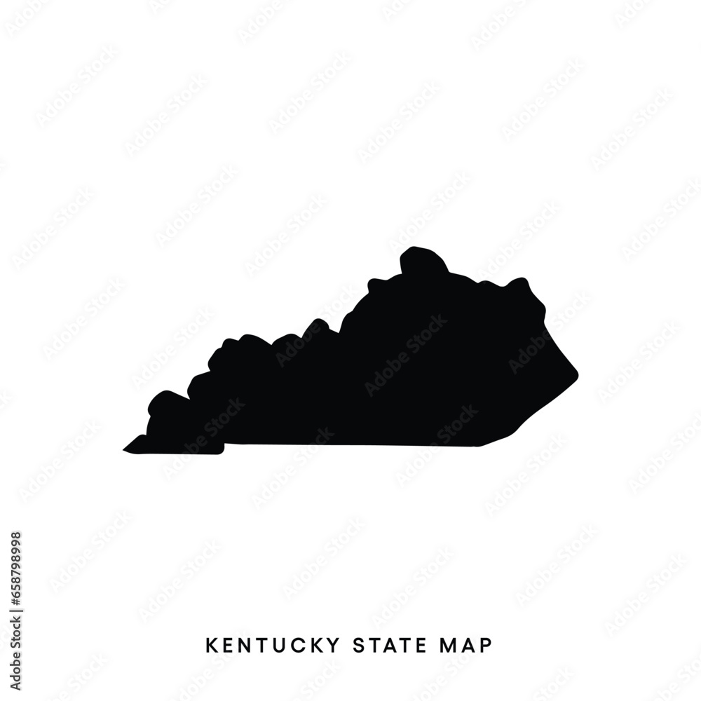 Kentucky vector map silhouette illustration isolated on white background. High detailed. United state of America country. Kentucky map silhouette.
