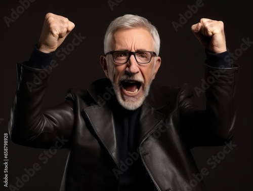 Happy european man in casual clothing against a neutral background