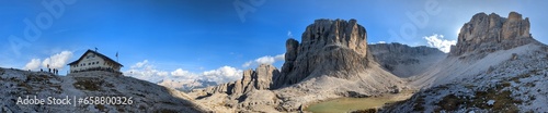 Beautiful landscape of Italian dolomites-with mountain meadows,lakes and rocky and sharp mountain tops,Dolomite Alps mountains, Trentino Alto Adige region, Sudtirol, Dolomites, Italy © Semi