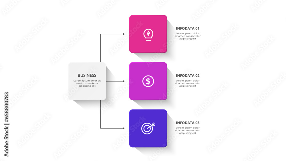 Obraz premium Rectangles infographic with 3 steps, options, parts or processes. Business data visualization.