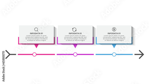 Timeline with 3 elements, infographic template for web, business, presentations, vector illustration