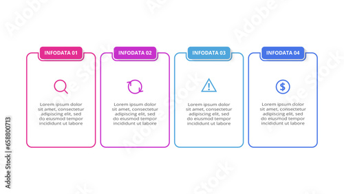 Rectangles infographic with 4 steps, options, parts or processes. Business data visualization.