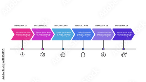 Timeline with 6 elements, infographic template for web, business, presentations, vector illustration